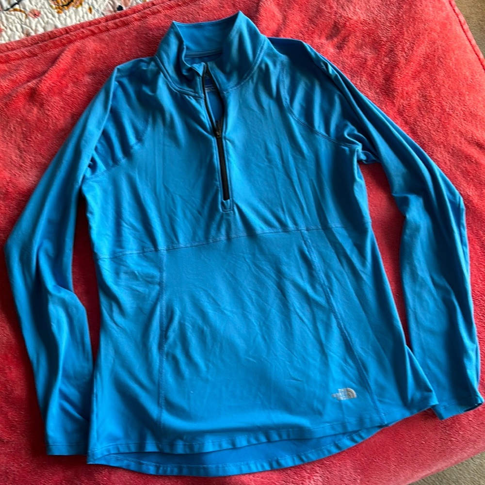 North Face 1/4 zip, Blue, medium